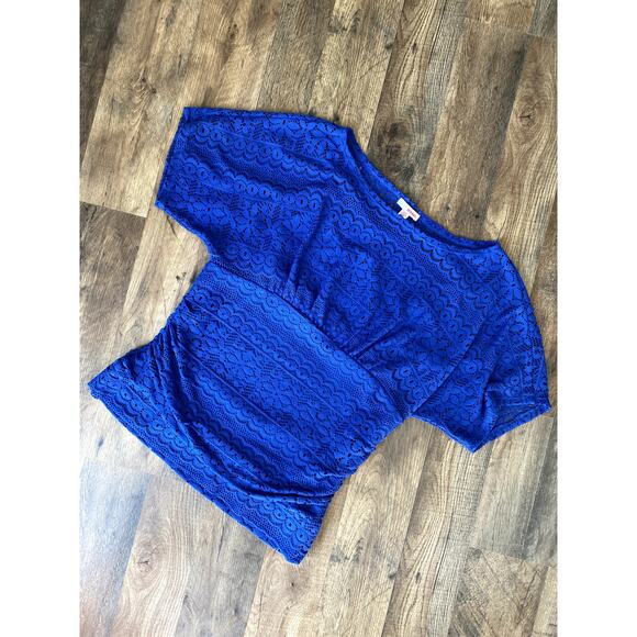 Royal Blue Bongo Intricate Crochet Top with Built-in Tank - Picture 1 of 9